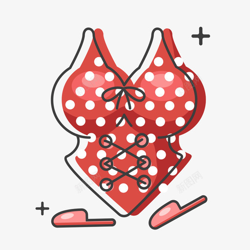 复古波点蝴蝶结连体泳衣svg_新图网 https://ixintu.com 复古 波点 蝴蝶结 连体 泳衣