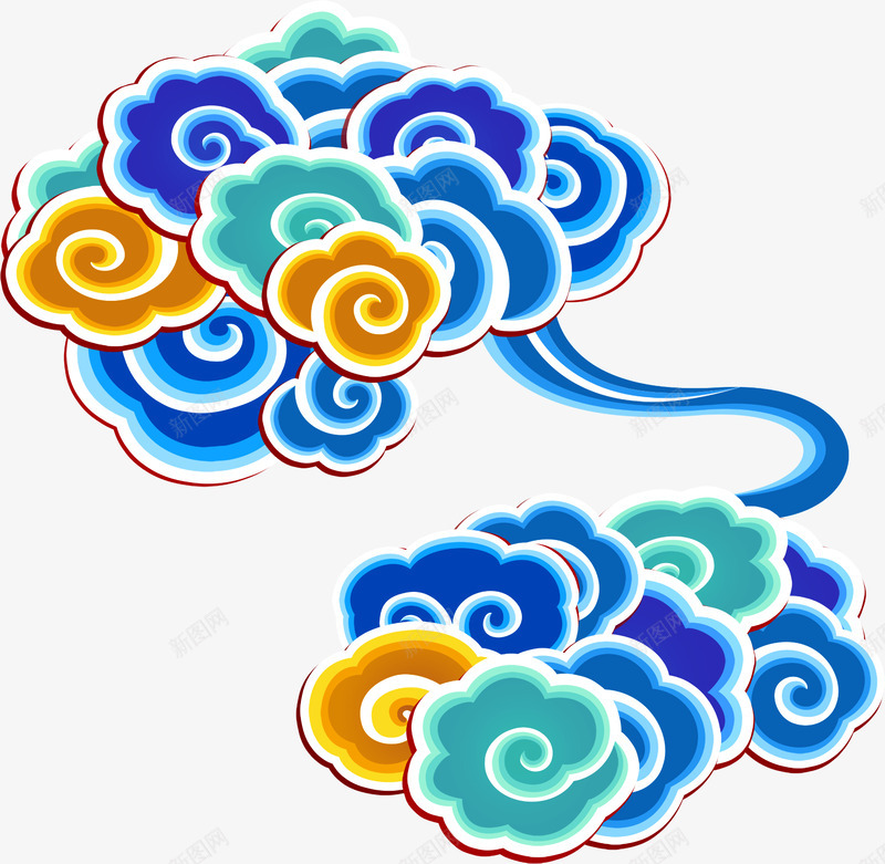 祥云右双png免抠素材_新图网 https://ixintu.com 祥云 右双