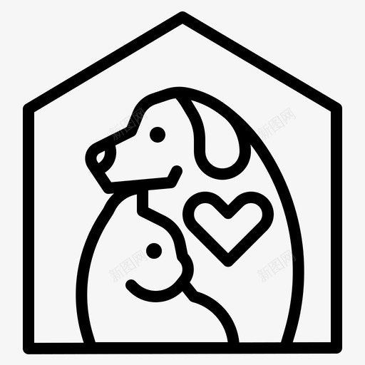 宠物慈善猫狗svg_新图网 https://ixintu.com 慈善 宠物 猫狗家 房子 轮廓