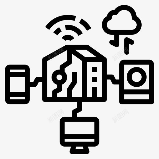 智能家居空调灯具svg_新图网 https://ixintu.com 智能家居 空调 灯具 电视 联网