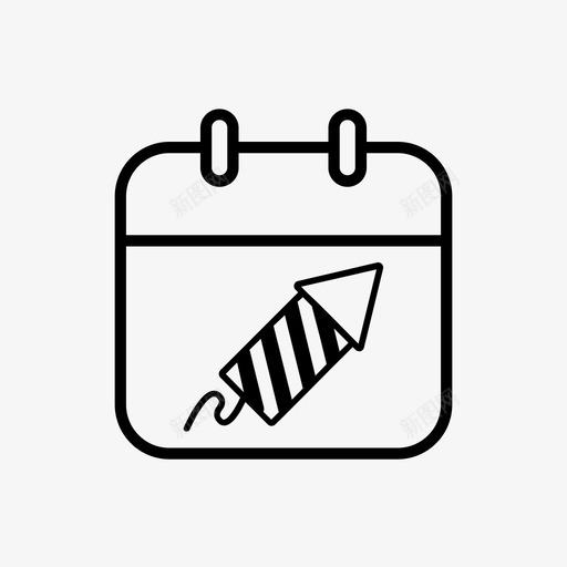 新年日历庆祝svg_新图网 https://ixintu.com 新年 日历 庆祝 焰火 聚会 线图 图标