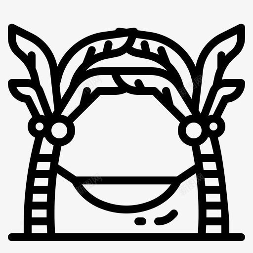 吊床悬挂躺着svg_新图网 https://ixintu.com 吊床 悬挂 躺着 放松 休息 夏季 轮廓 风格