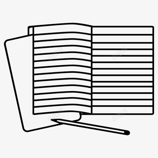 笔记本写字素描本svg_新图网 https://ixintu.com 笔记本 写字 素描 学习 用品 铅笔 书页 笔记 台词 日记