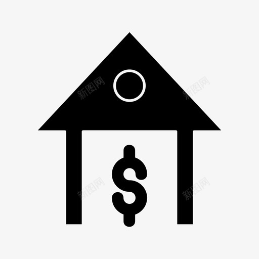 美元银行建筑物svg_新图网 https://ixintu.com 美元 银行 建筑物 柱子 金融