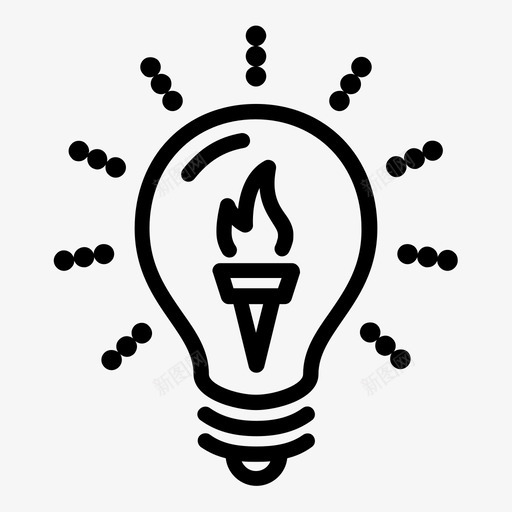 灯泡点亮奥运圣火svg_新图网 https://ixintu.com 灯泡 奥运 发光 点亮 圣火 火炬 正极 电源 通电 打开