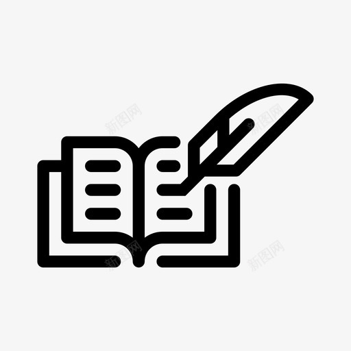 羽毛笔和书写读svg_新图网 https://ixintu.com 毛笔 写作 羽毛 书羽 书写 写读 笔墨 起草 读写