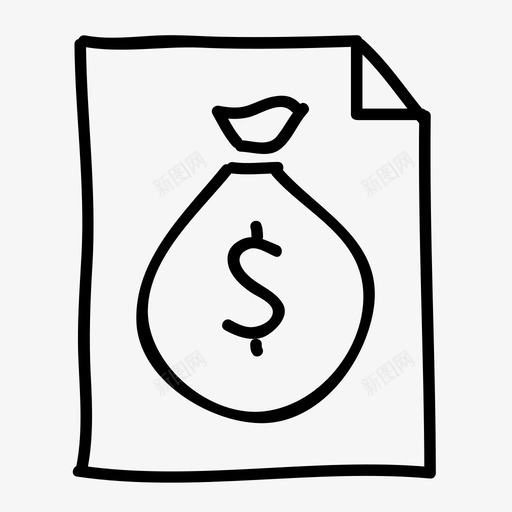 钱袋文件手绘页svg_新图网 https://ixintu.com 钱袋 文件 手绘 素描 纸片