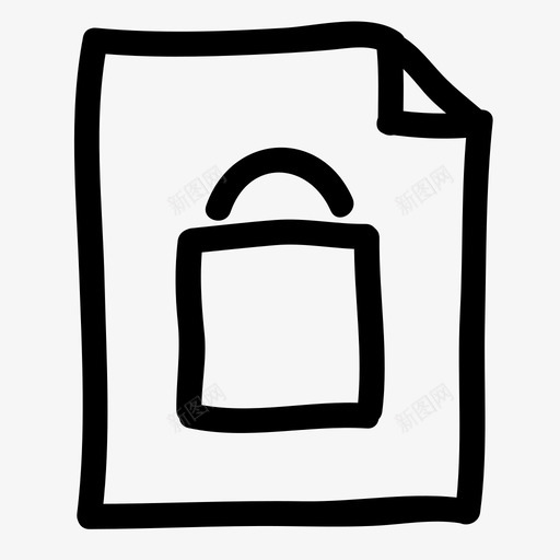 锁文件手绘页svg_新图网 https://ixintu.com 文件 手绘 草图 斜齿页