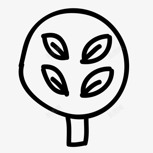 圆树手绘树叶svg_新图网 https://ixintu.com 圆树圆 手绘 树叶 大自然 植物 森林