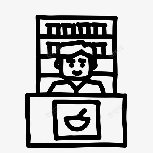 药剂师手绘人svg_新图网 https://ixintu.com 药房 药剂师 手绘 药物