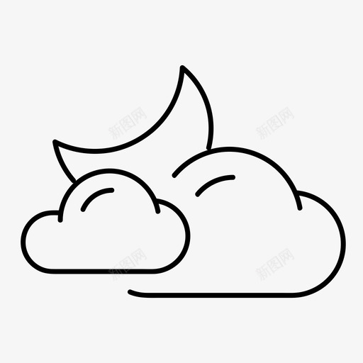 天气多云月亮svg_新图网 https://ixintu.com 天气 多云 月亮 夜晚 大部分