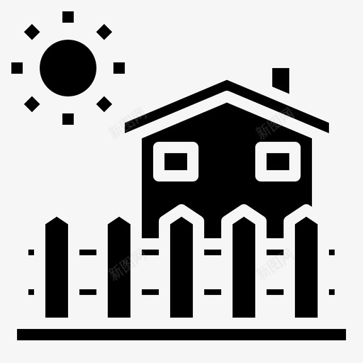 房子栅栏家svg_新图网 https://ixintu.com 房子 栅栏家 太阳 建筑物