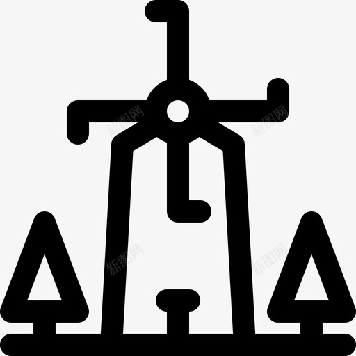 风车能源村庄svg_新图网 https://ixintu.com 村庄 风车 能源 轮廓