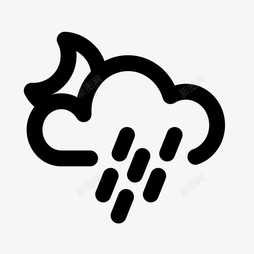 夜间降雨气候预报svg_新图网 https://ixintu.com 夜间 降雨 预报 气候 月亮 雨云 天气