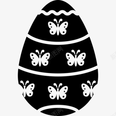 复活节彩蛋装饰春季黑色填充图标