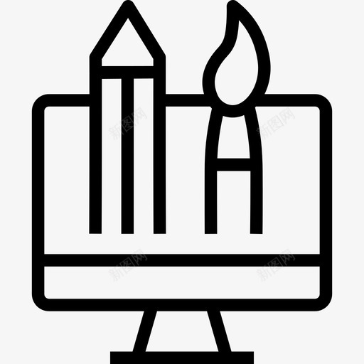 网页设计画笔显示器svg_新图网 https://ixintu.com 网页设计 画笔 显示器 铅笔 设计 思维