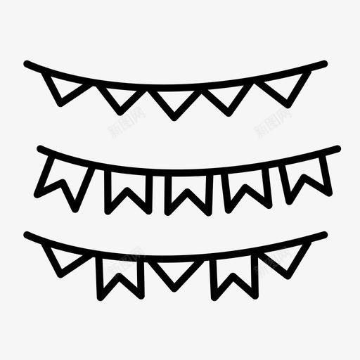 彩旗旗帜装饰svg_新图网 https://ixintu.com 旗帜 彩旗 装饰 聚会 万圣节 线条 图标