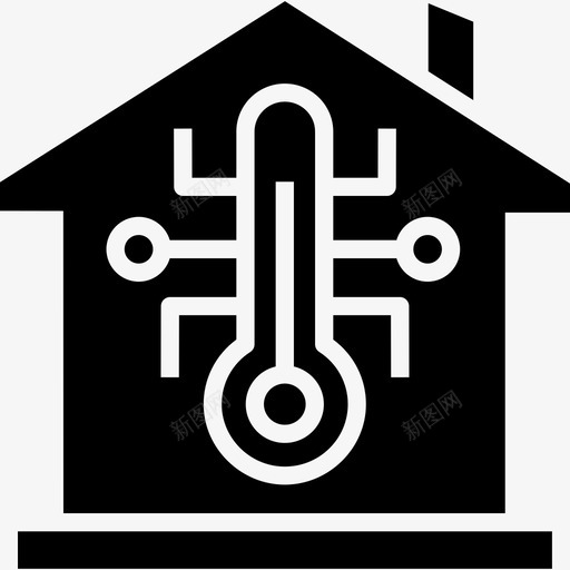 温度控制智能家居2黑填充svg_新图网 https://ixintu.com 温度控制 智能家居 填充