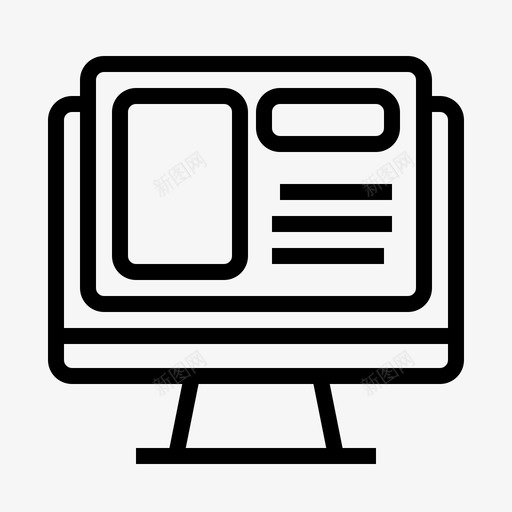 网上购物电脑商店svg_新图网 https://ixintu.com 网上购物 电脑 电脑商 商店 网站 购物 线路 图标