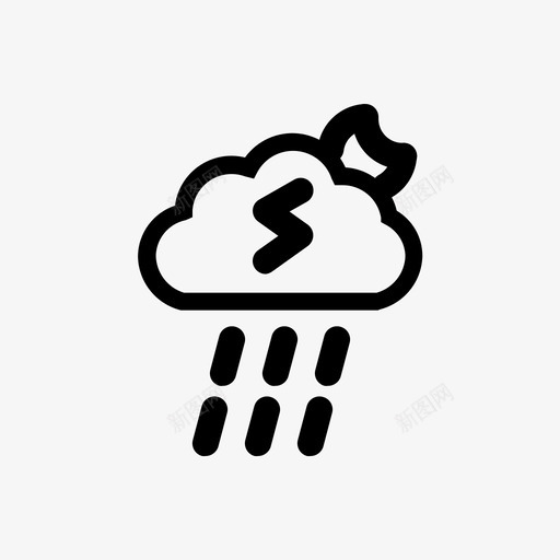 夜间雷雨多雨天气线样式svg_新图网 https://ixintu.com 夜间 雷雨 多雨 天气 样式