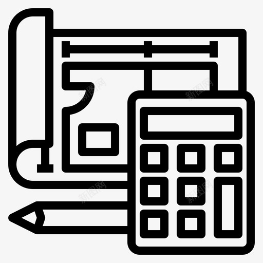 蓝图建筑计算器svg_新图网 https://ixintu.com 蓝图 建筑 计算器 房子