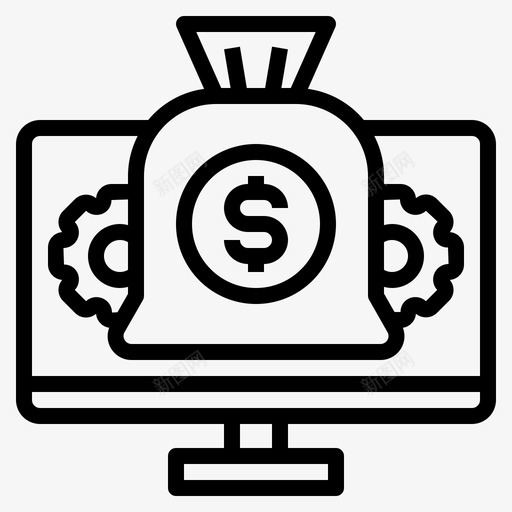 显示器电脑金融科技svg_新图网 https://ixintu.com 显示器 电脑 金融 科技 装备 钱袋