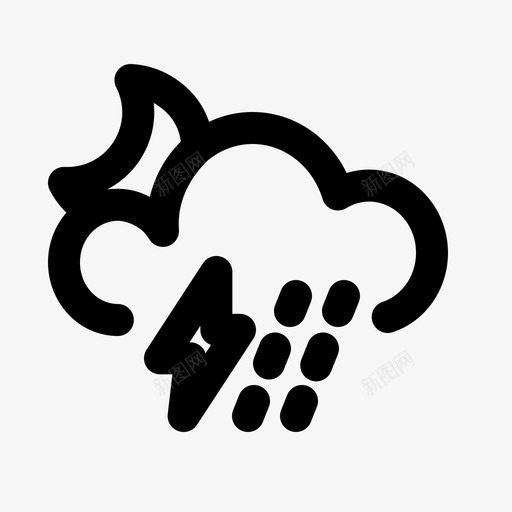 夜间雨和闪电大气气候svg_新图网 https://ixintu.com 夜间 闪电 预报 大气 气候 雷电 天气