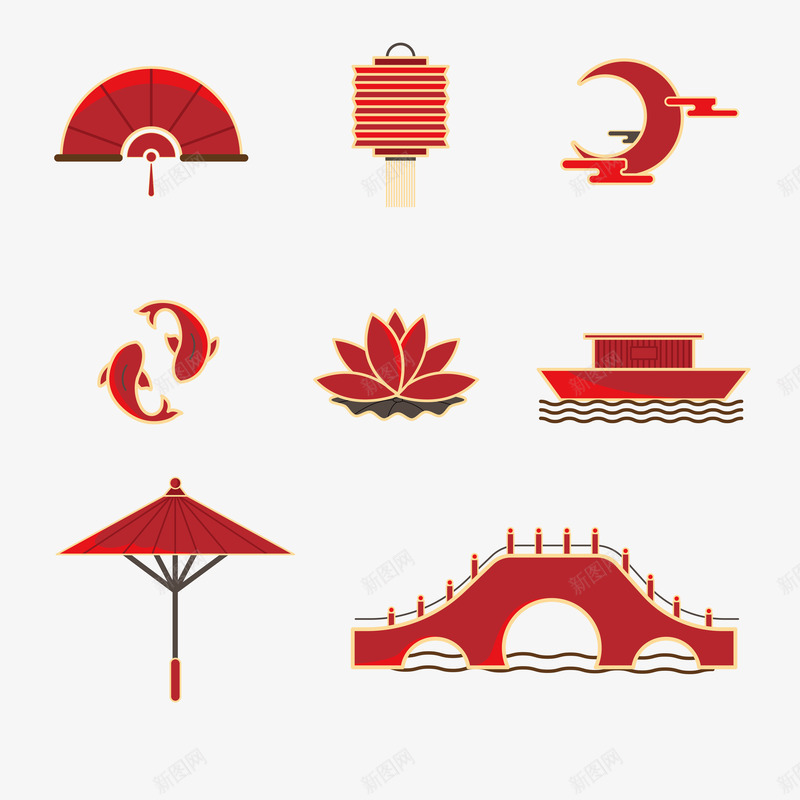古风特色图标8png免抠素材_新图网 https://ixintu.com 古风 特色 图标