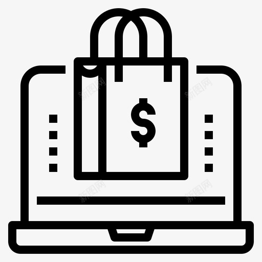 网上购物包电脑svg_新图网 https://ixintu.com 网上购物 包电脑 电脑 购物袋 商业 概念 大纲