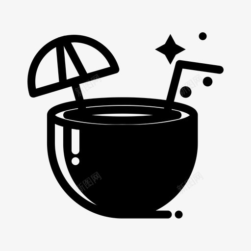 椰子椰奶饮料svg_新图网 https://ixintu.com 椰子 椰奶 饮料 稻草 假日