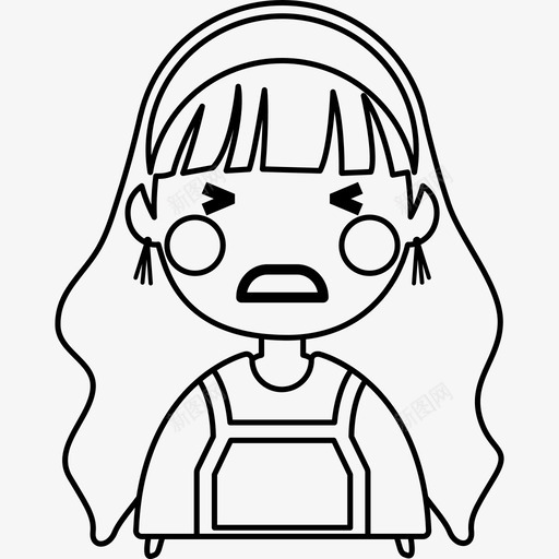 疲倦的女孩困惑的沉思的svg_新图网 https://ixintu.com 累瘫 卷发 困惑 女孩 沉思 疲倦 表情 长长的