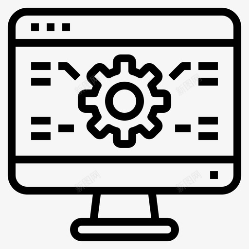 齿轮电脑显示器svg_新图网 https://ixintu.com 网站 齿轮 电脑 显示器 设置 界面 大纲