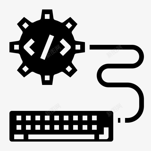 程序代码编辑器svg_新图网 https://ixintu.com 程序 代码 编辑器 齿轮 键盘 编程 实体