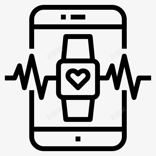 心率应用程序健康svg_新图网 https://ixintu.com 智能 心率 应用程序 手机 健康 手表 大纲