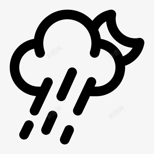 雨天气预报月亮svg_新图网 https://ixintu.com 天气预报 月亮 夜晚 天气