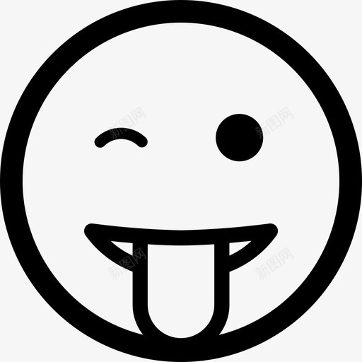 用舌头眨眼表情脸svg_新图网 https://ixintu.com 舌头 眨眼 表情 微笑 笑脸
