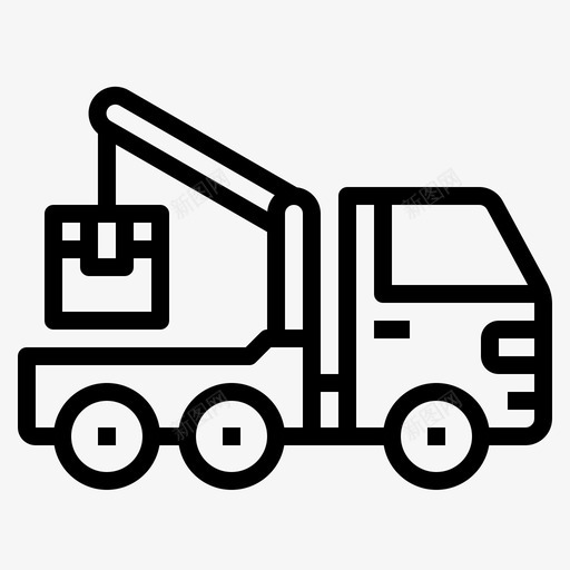 卡车货物起重机svg_新图网 https://ixintu.com 交货 卡车 货物 起重机 运输 物流 大纲