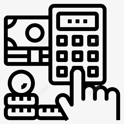 财务预算计算器svg_新图网 https://ixintu.com 财务预算 计算器 货币 支付 财务 大纲