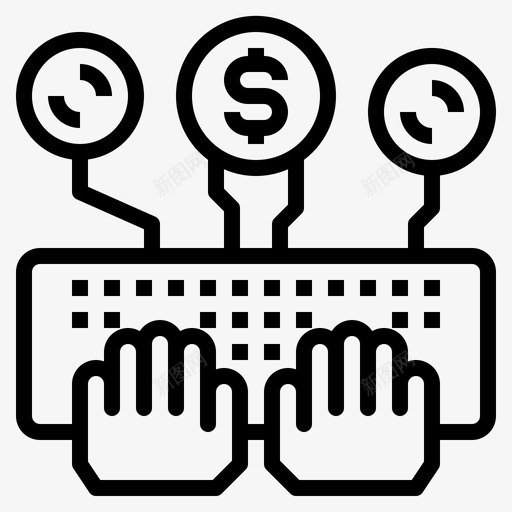 键盘商务手svg_新图网 https://ixintu.com 商务 键盘 营销 金钱 大纲