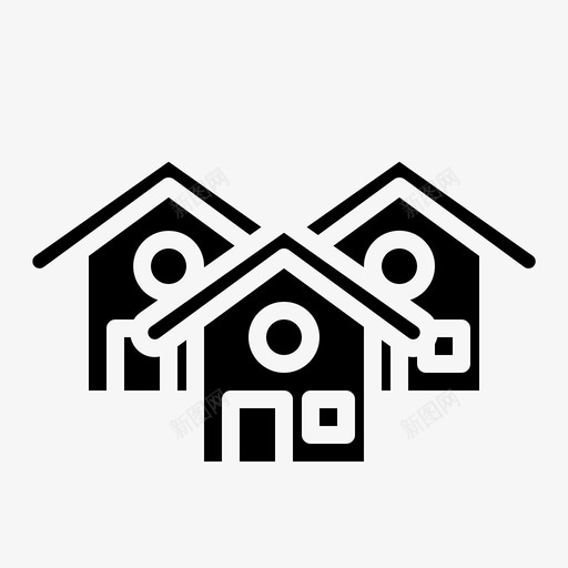 村庄建筑物房子svg_新图网 https://ixintu.com 房地产 村庄 建筑物 房子