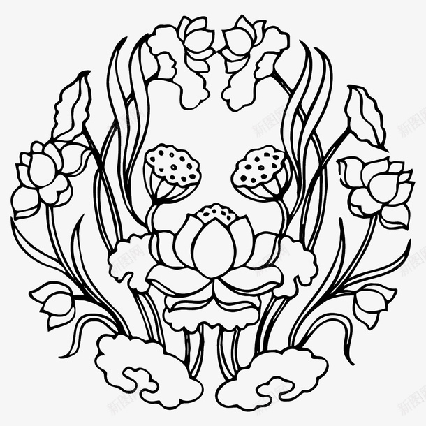 花纹圆形传统图案ai免抠素材_新图网 https://ixintu.com AI格式 AI符号 中国传统 传统图案 古典花纹 圆形 花纹 莲花