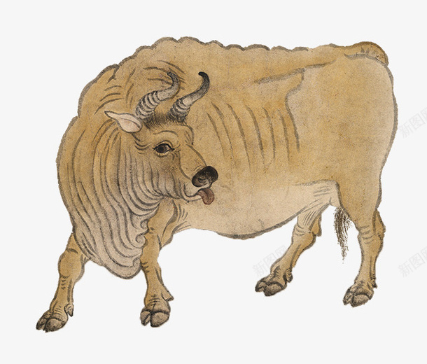 传统中国画牛psd免抠素材_新图网 https://ixintu.com 牛 国画牛 中国画牛 传统