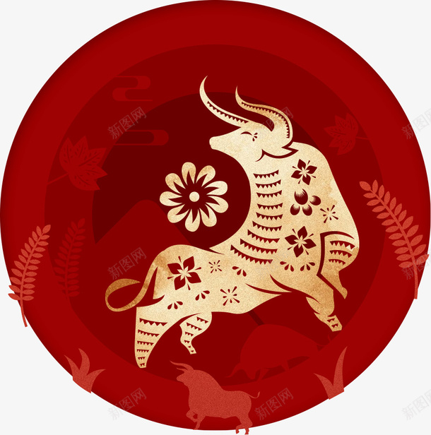 新年牛年喜庆2021春节png免抠素材_新图网 https://ixintu.com 春节 牛年 新年 喜庆