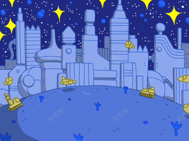 太空背景建筑手绘背景png免抠素材_新图网 https://ixintu.com 太空 背景 建筑 手绘背景