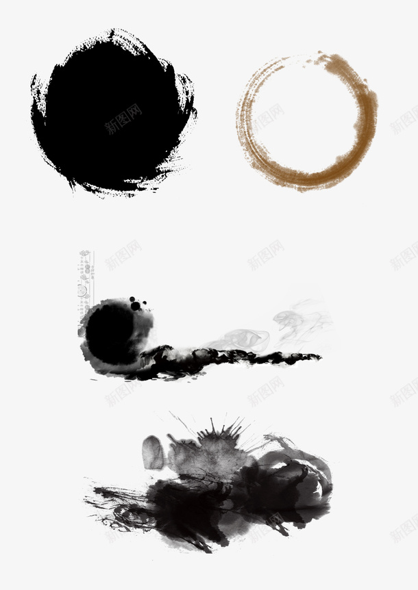 水墨水墨画psd免抠素材_新图网 https://ixintu.com 晕染水墨 水墨 水墨元素 水墨画