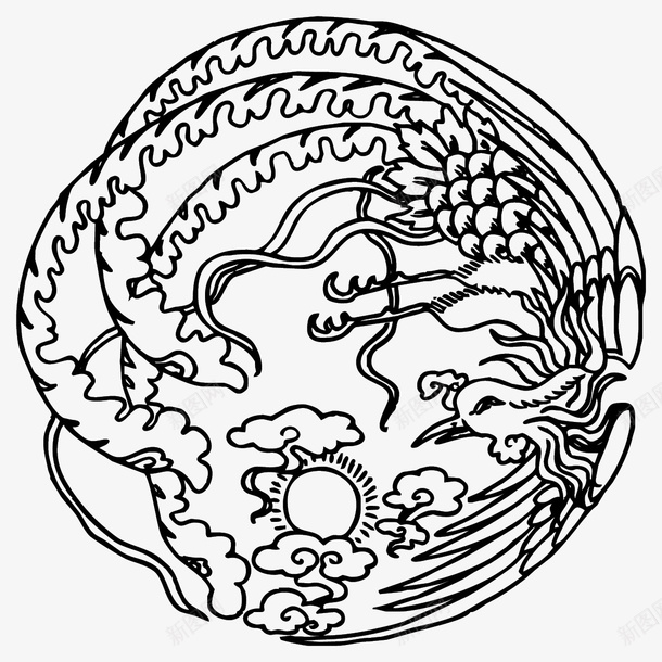 国潮凤凰传统图案圆形标18png免抠素材_新图网 https://ixintu.com 国潮 凤凰 传统图案 圆形标