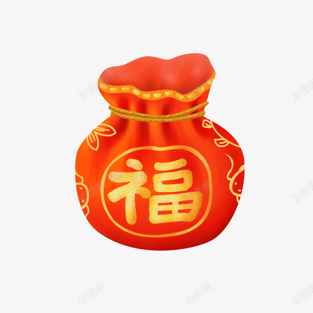 新年春节红色福袋psd免抠素材_新图网 https://ixintu.com 发财 挥春 新年 福袋 红色福袋
