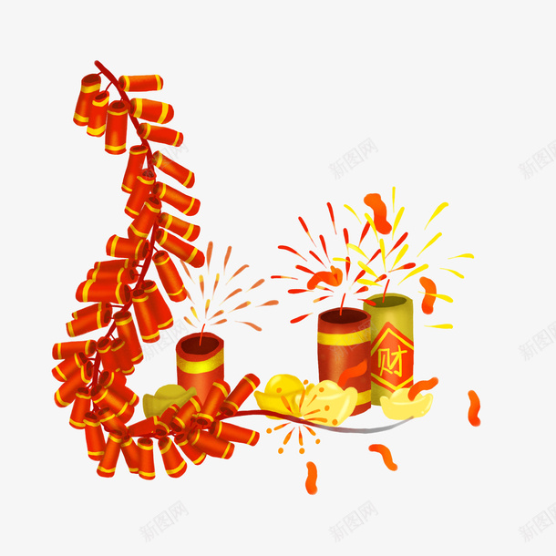 新年鞭炮节日手绘鞭炮psd免抠素材_新图网 https://ixintu.com 新年 鞭炮 节日 手绘