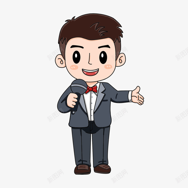 播音主持Q版人物png免抠素材_新图网 https://ixintu.com 播音 主持人 Q版 男生