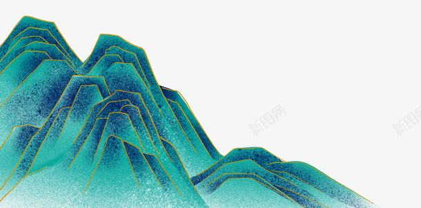 中式手绘国潮山水png免抠素材_新图网 https://ixintu.com 手绘 山水 国潮 插画